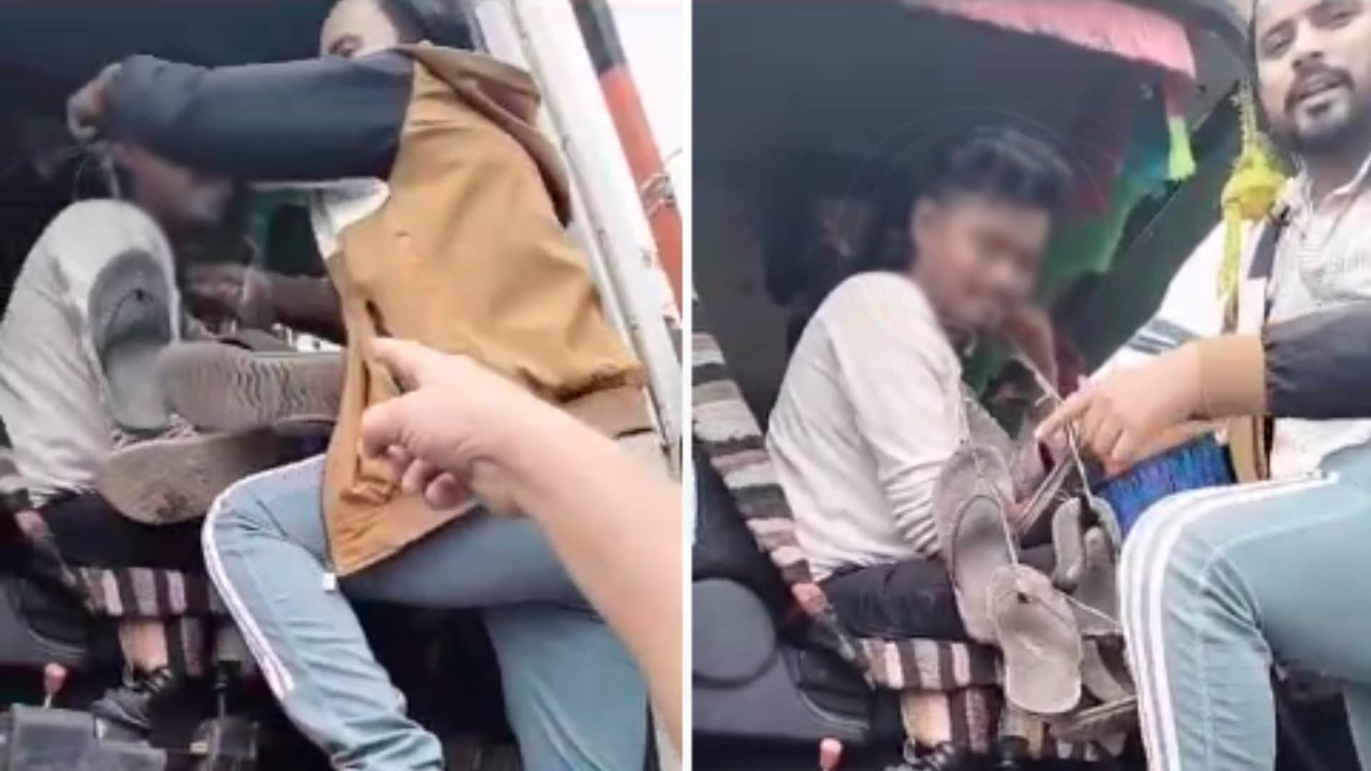 सिवनी में डंपर चालक को चप्पलों की माला पहना दी।