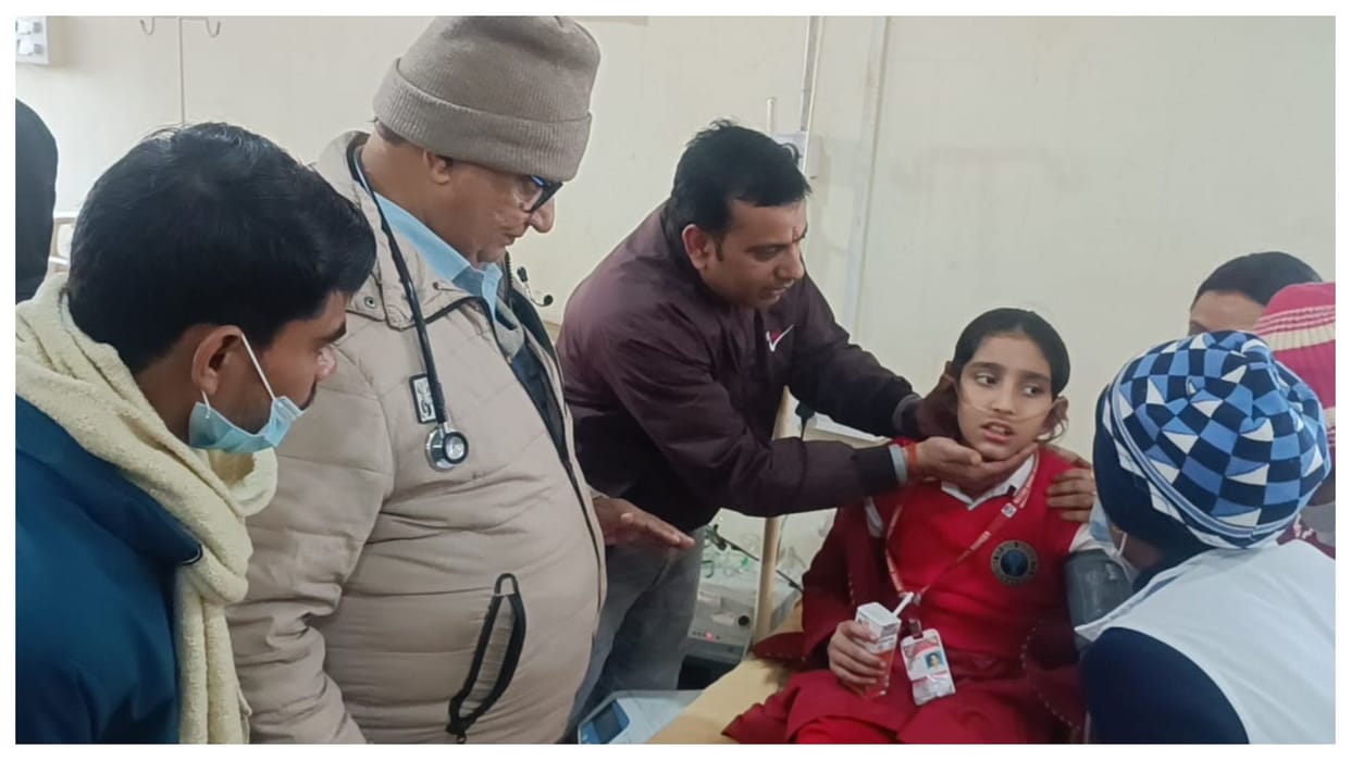 School News : Notredam academy student fainted and fell down in school due to the smell of pesticide in munger