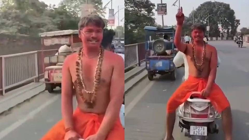 Viral Video actor travel as Bhulbhulaiya movie chhota pandit up traffic police issued a challan