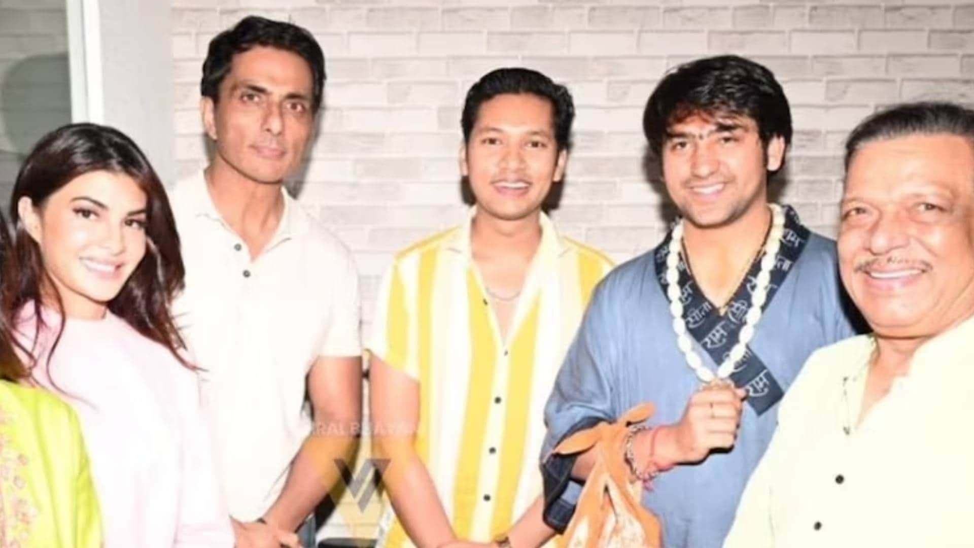 Sonu Sood Elvish Yadav Shehnaaz Gill Jacqueline Fernandez was seen welcoming Bageshwar Dham Dhirendra Shastri