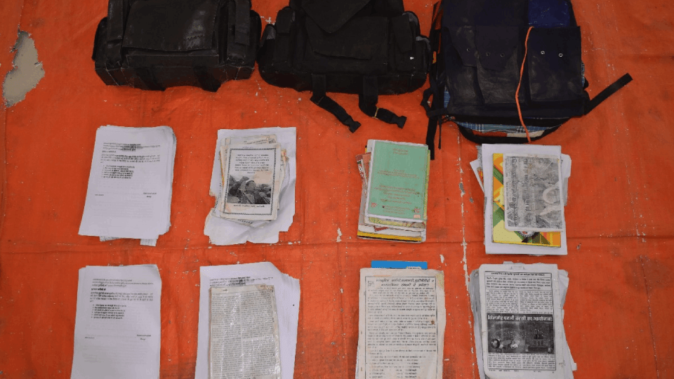 A cache of weapons recovered after encounter in Bijapur