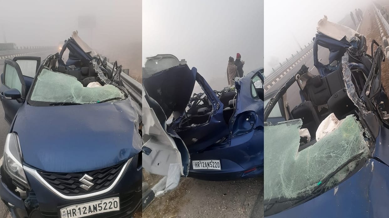 Accident on National Highway 152 D in Mahendragarh, One youth died, Four seriously injured