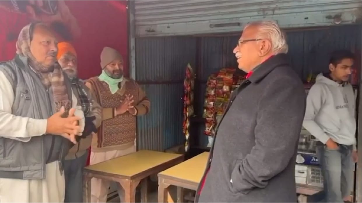 CM Manohar convoy suddenly stopped in Ambala, Sipped tea at tea stall, going from Karnal to Chandigarh