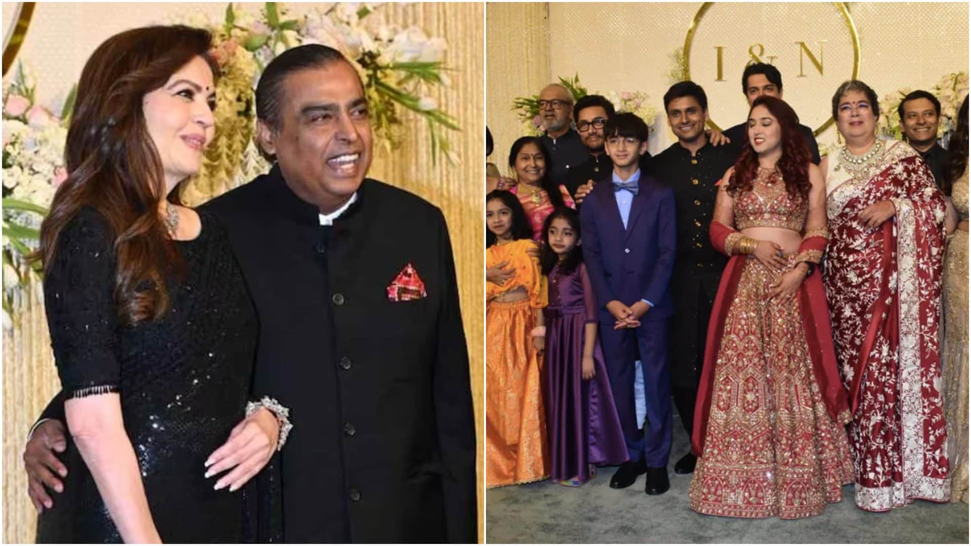 Mukesh Ambani and Nita Ambani Attend Aamir Khan Daughter Ira Khan And Nupur Shikhare Reception