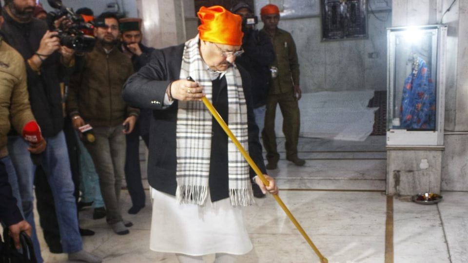 BJP national president JP Nadda cleaned Guru Ravidas temple complex in Delhi