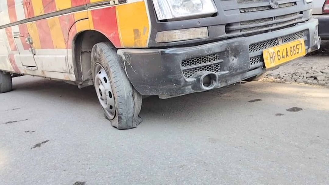 The tire of the ambulance taking the patient from Basal to the hospital burst