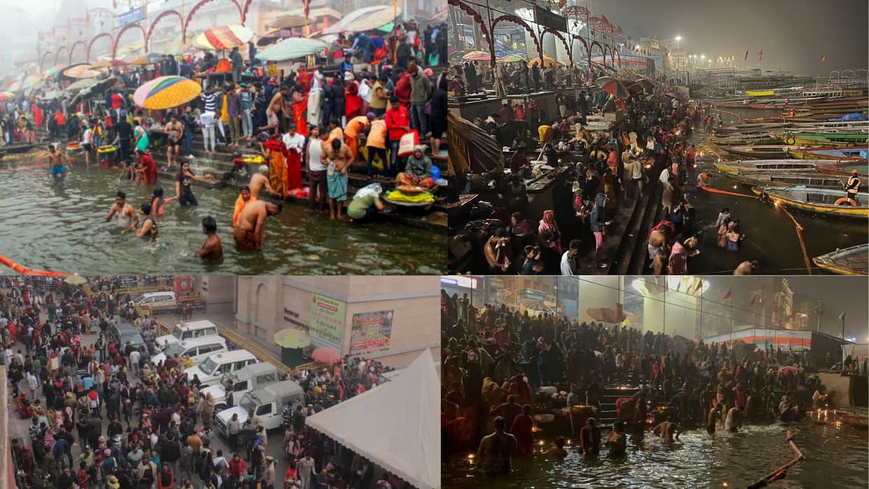 Devotees took dip in Ganga ghats of Kashi on Makar Sankranti 2024