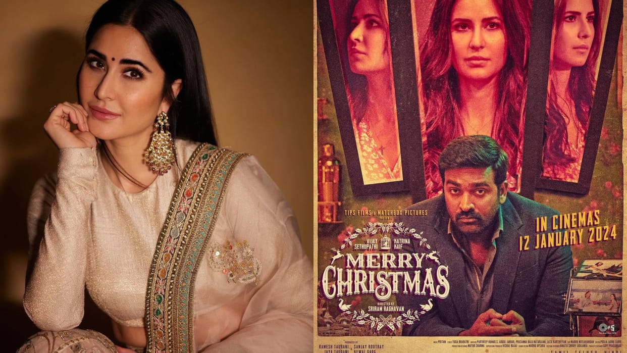 Katrina Kaif Vijay Sethupathi Merry Christmas trailer displayed at New Yorks Times Square fan shared the clip