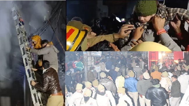 Massive Fire in Kanpur, 30 people were saved by breaking glass from building, 11 fire engines brought it under