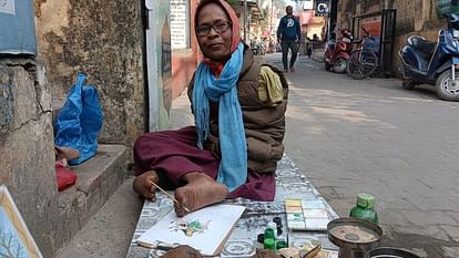 Ram Mandir Rishikesh Lady who have no hands make painting by foot inspirational story