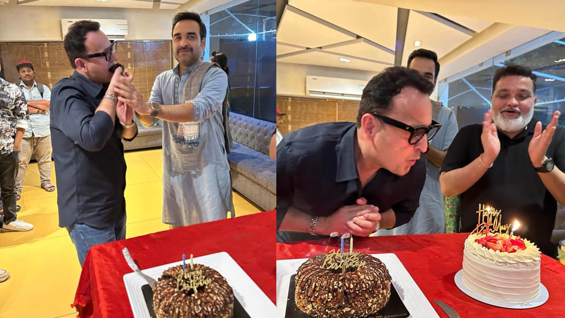 Producer Vinod Bhanushali celebrates birthday with cast and crew of movie main atal hoon gifted Jagadamb sword