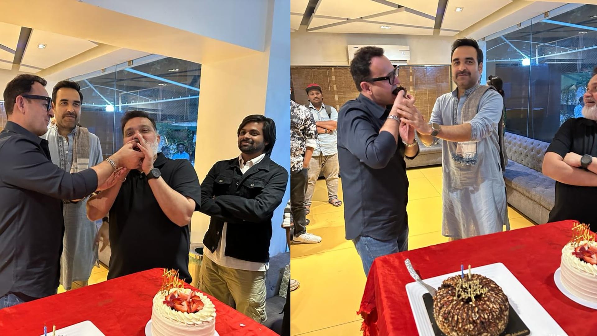 Producer Vinod Bhanushali celebrates birthday with cast and crew of movie main atal hoon gifted Jagadamb sword