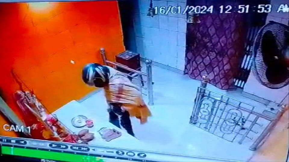 Theft in Bhavani Mata temple theft incident captured in CCTV police engaged in investigation