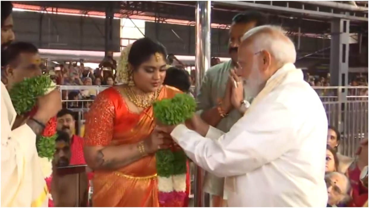 PM Narendra Modi In Kerala visits Guruvayur temple and attends actor politician Suresh Gopi daughter wedding