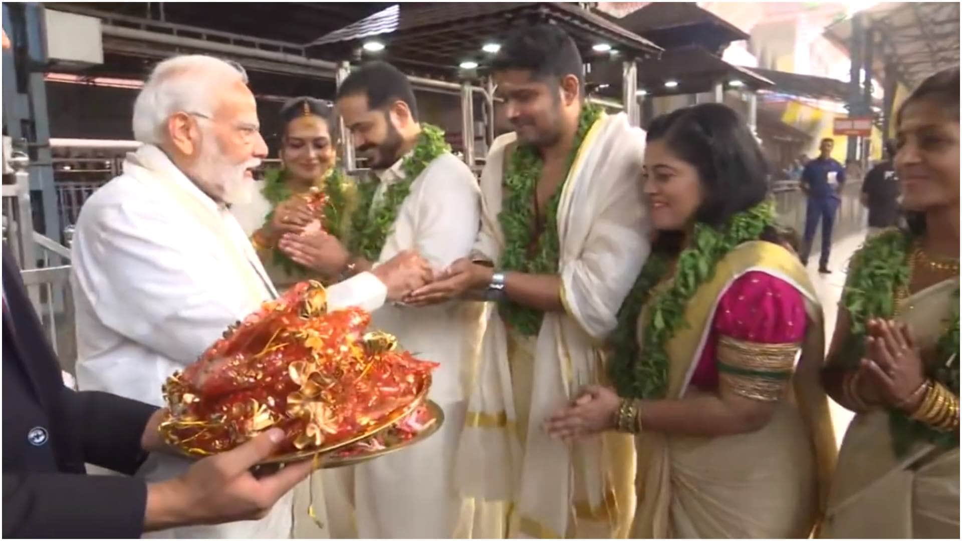 PM Narendra Modi In Kerala visits Guruvayur temple and attends actor politician Suresh Gopi daughter wedding