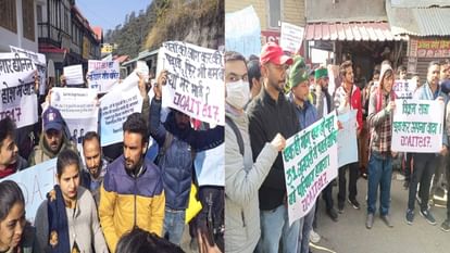 Candidates protested near the secretariat demanding release of result of JOA IT 817 recruitment.