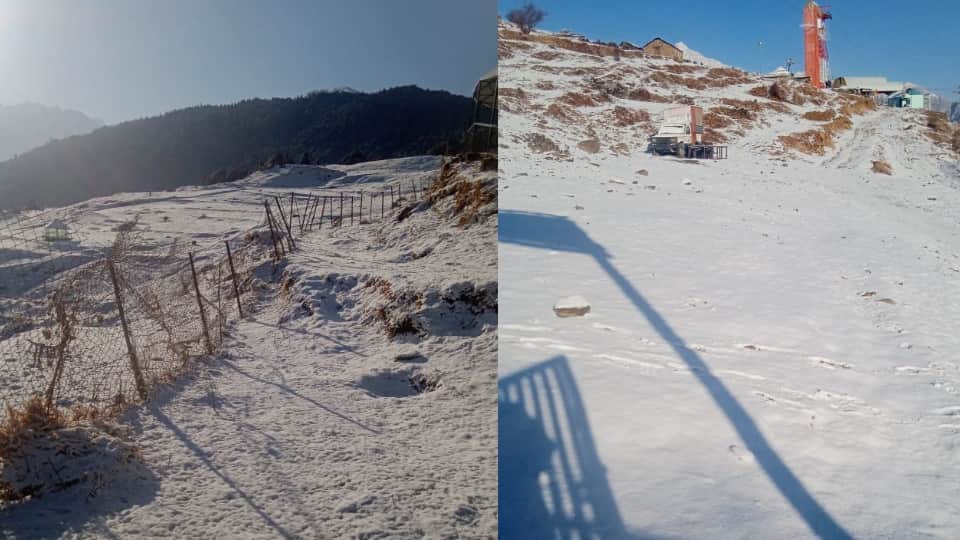Uttarakhand Weather 2024 First Snowfall In Auli Tourist Happy to See Beautiful Visuals