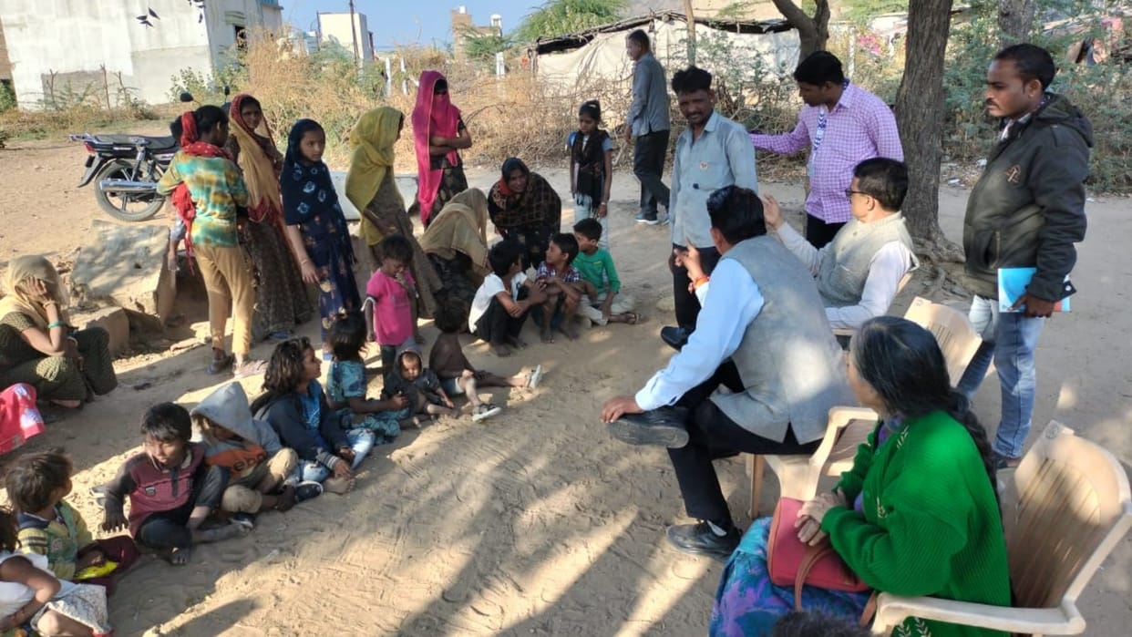 Sirohi District Child Protection Unit and Child Empowerment Department met families of children living in huts