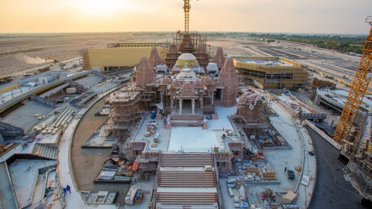 uae Abu dhabi hindu mandir baps near to complete pm modi inaugurate in february
