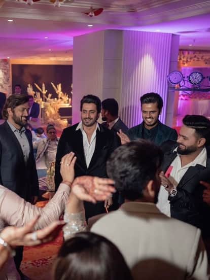 MS Dhoni, Nitish Rana, Sunny Singh, Rishabh Pant, Sakshi Engagement Ceremony, Rishabh Pant Sister