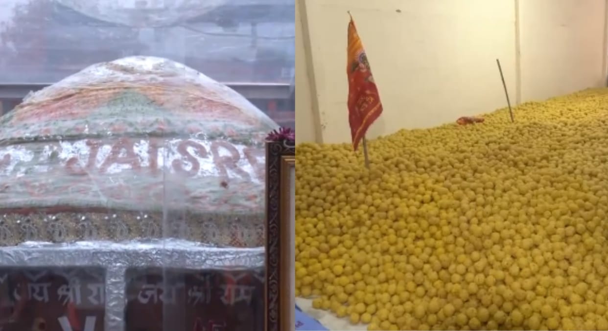 People are bringning Laddoos from different cities of India to Lord Rama.
