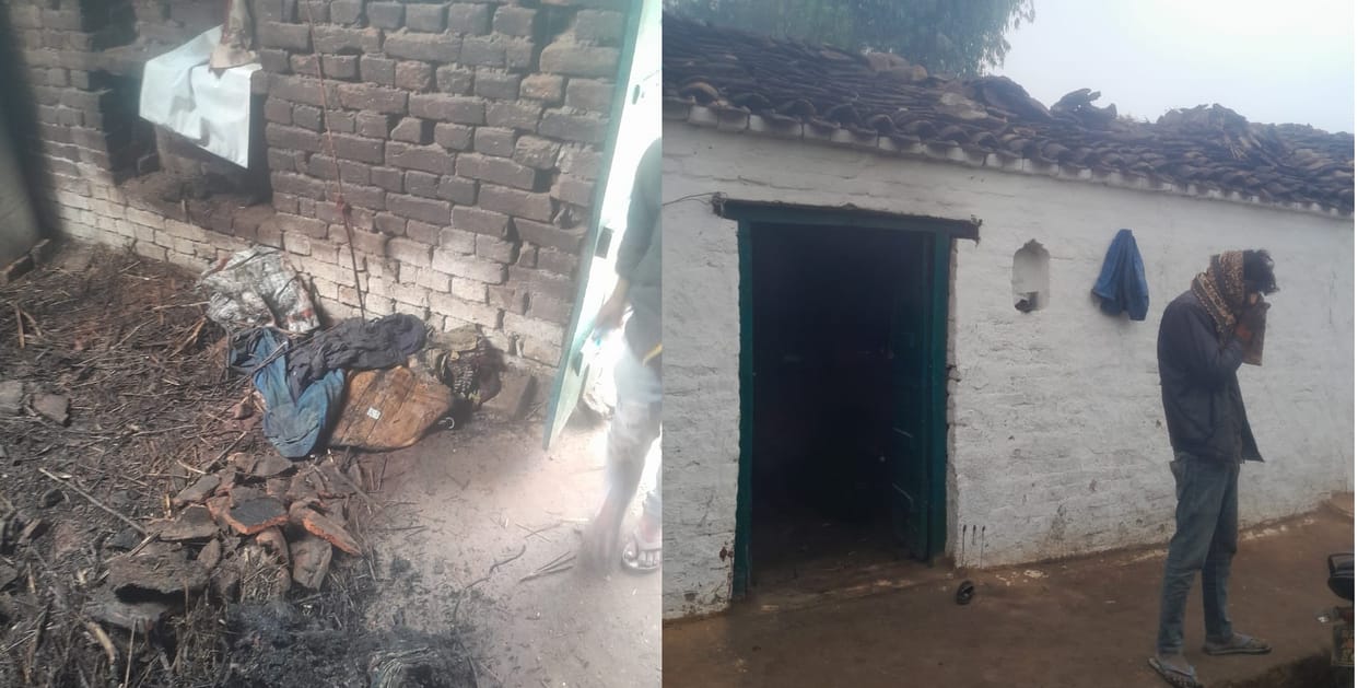 Fire broke out in the roof from the stove, newborn baby got burnt to death, father said child was sleeping on