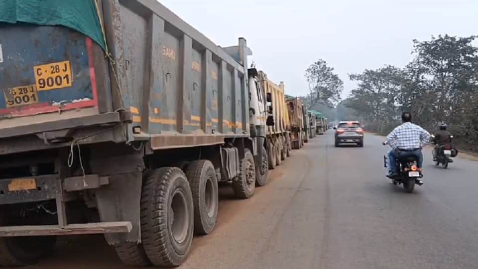 Mineral department took action against overloaded vehicles carrying sand