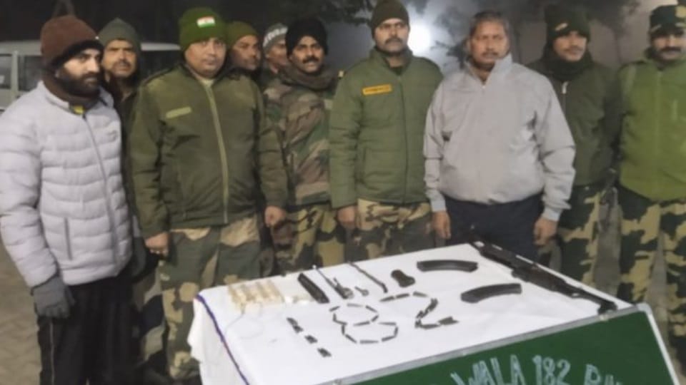 BSF seized consignment of arms and ammunition smuggled by Pakistani drone in Firozpur