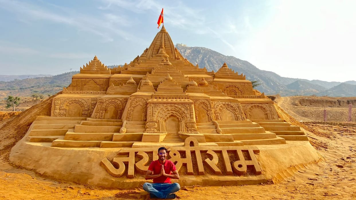 Ram Mandir Grand Ram temple built with 1000 tons of sand in Rajasthan Ajmer