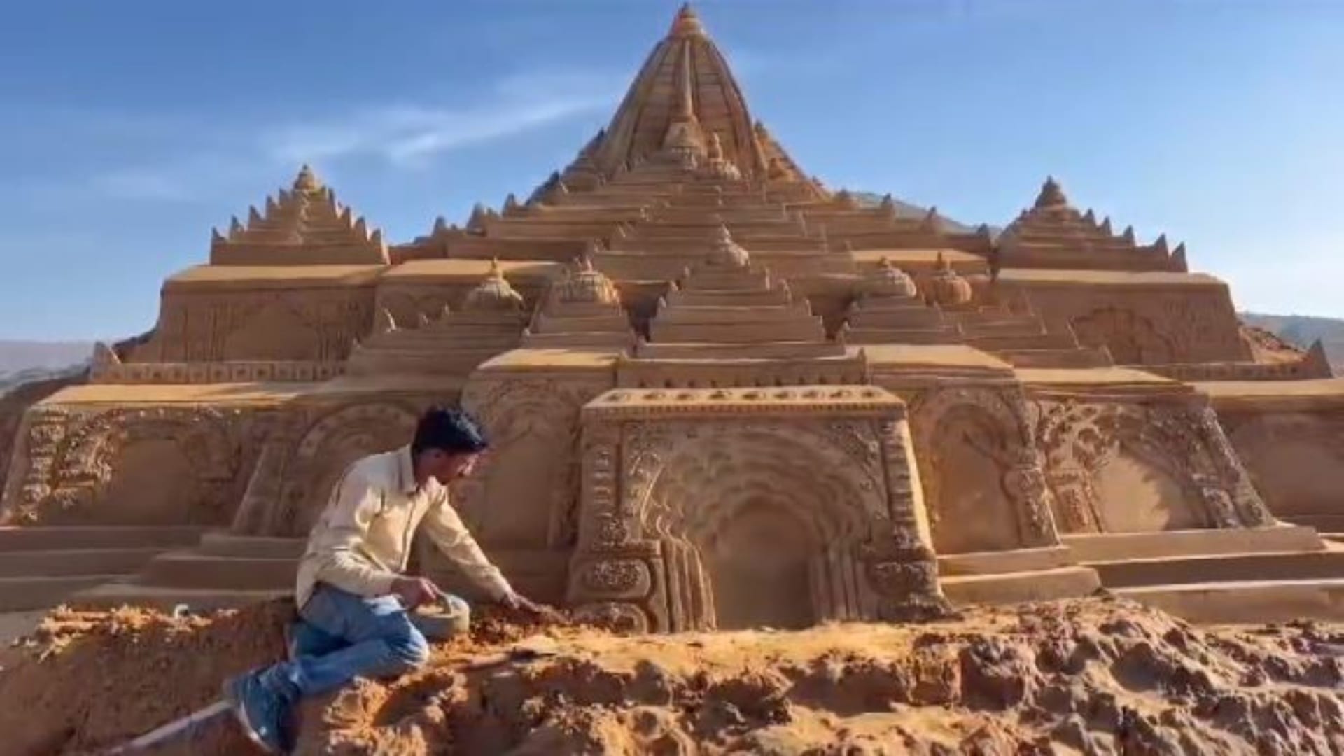 Ram Mandir Grand Ram temple built with 1000 tons of sand in Rajasthan Ajmer
