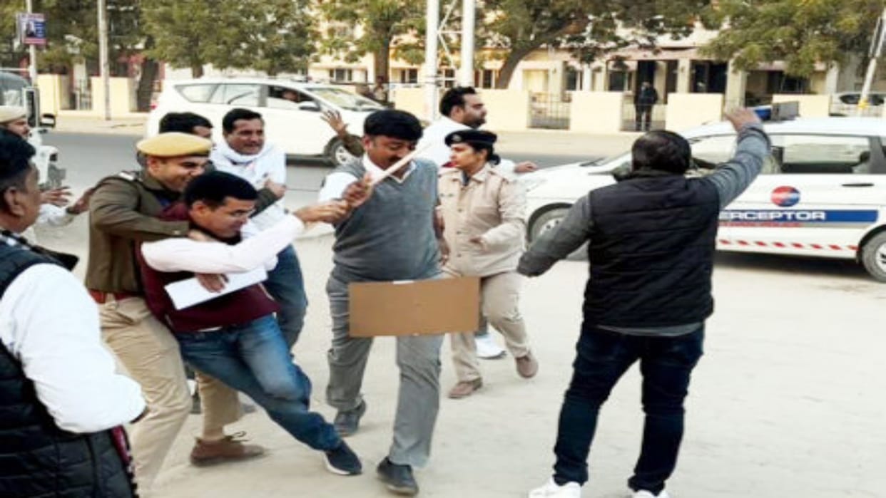 Rajasthan Protest in front of CM Bhajanlal Sharma convoy in Bikaner
