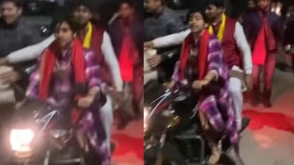 Bageshwar Dham Peethadhishwar Dhirendra Shastri went out for a bike ride at night.