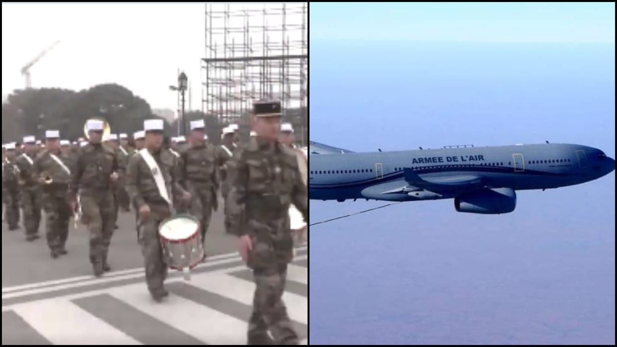 Republic Day Parade 2024 rehearsal French Air Force Rafale fighter jets participate