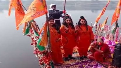 program organized on Kevat Samvad and scene of Ram Sita Lakshman crossing river in Agra