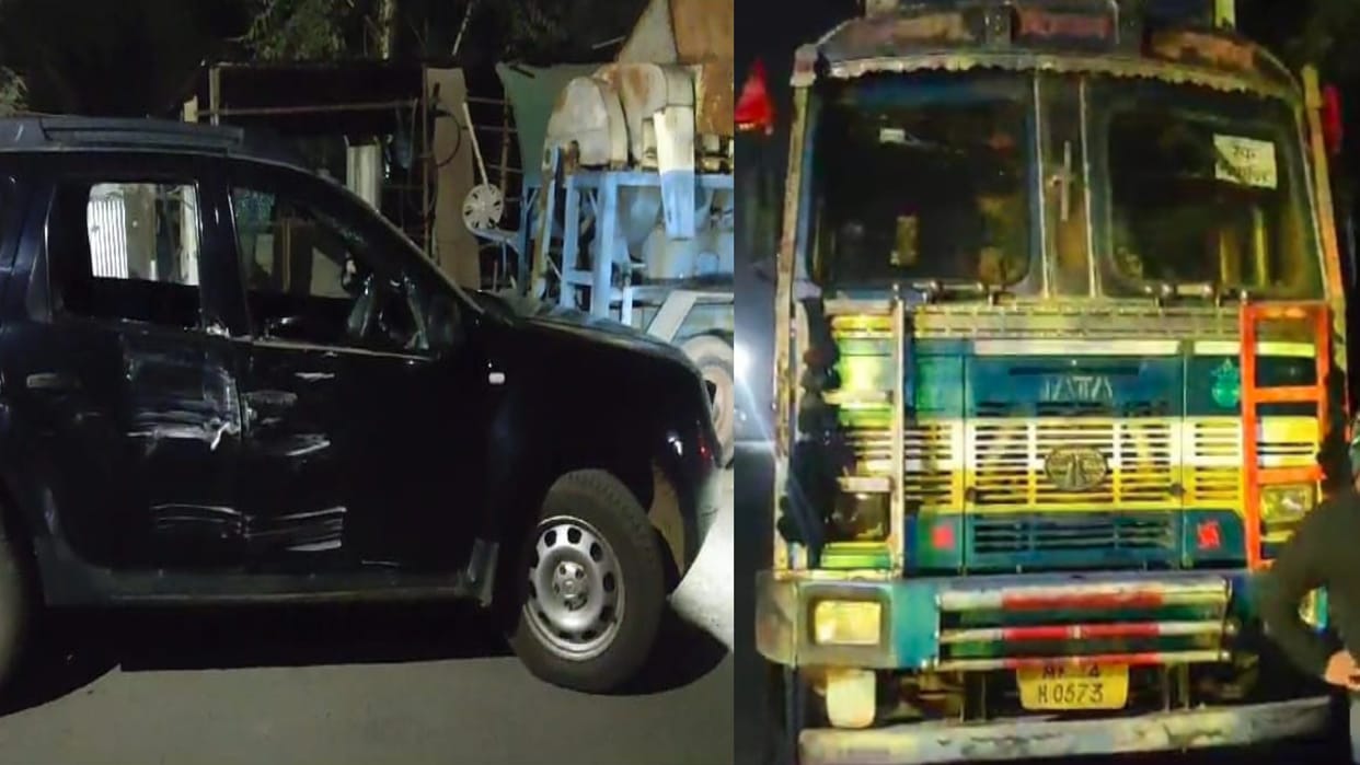 Damoh Accident: Truck hits car of former District Panchayat President of Damoh, driver injured