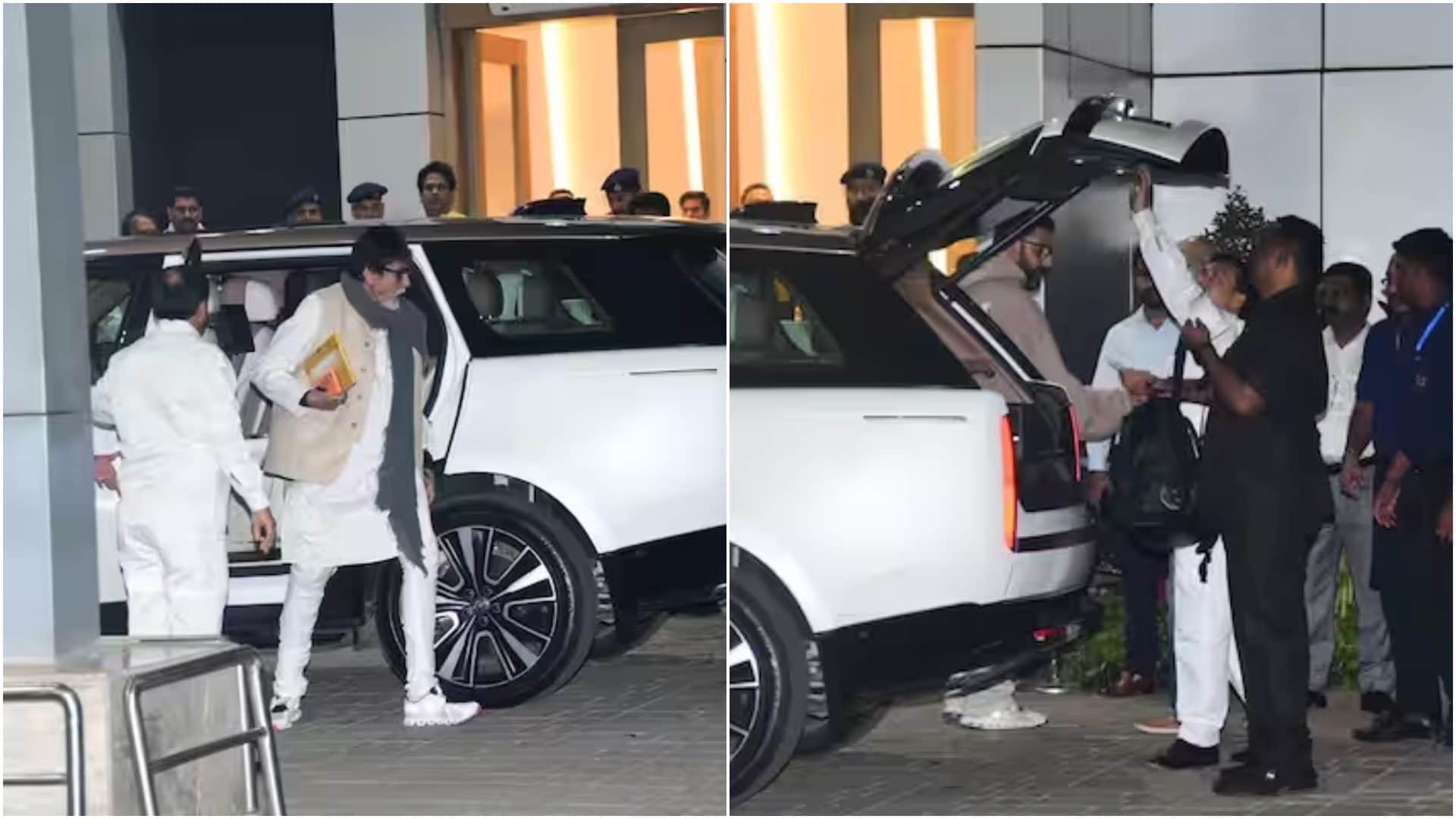 Amitabh Bachchan on their way to Ayodhya for Ram Mandir inauguration Ambani House Lights Up With Jai Shri Ram