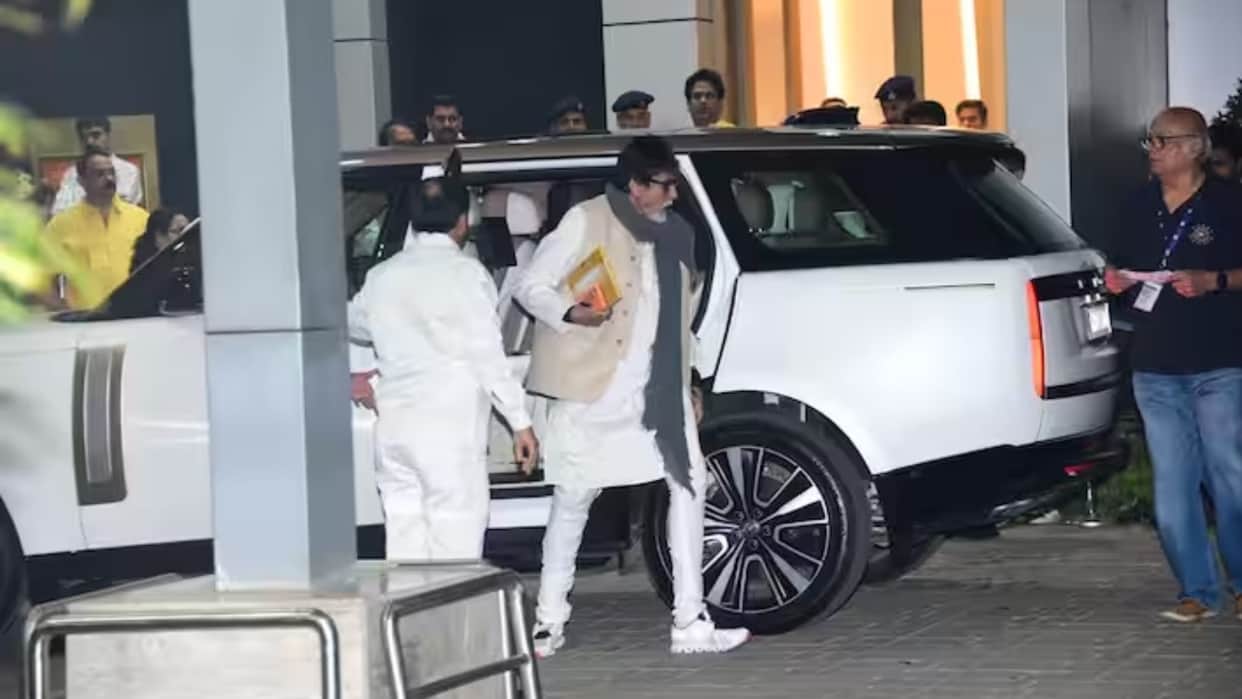 Amitabh Bachchan on their way to Ayodhya for Ram Mandir inauguration Ambani House Lights Up With Jai Shri Ram