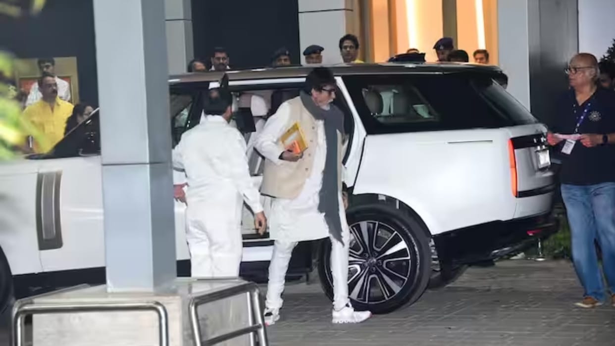 Amitabh Bachchan on their way to Ayodhya for Ram Mandir inauguration Ambani House Lights Up With Jai Shri Ram