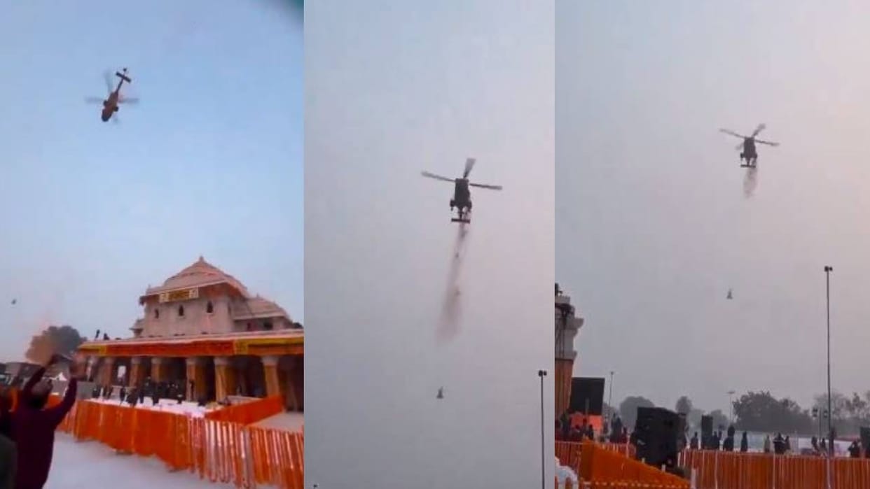 Ayodhya Ram Mandir News: Army Helicopters Shower Flowers During Aarti Of Shri Ram Lalla Pran Pratishtha