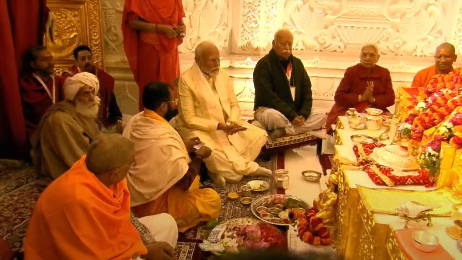 Ayodhya ram Temple: PM Narendra Modi in Pran Pratishtha Samaroh in Ayodhya.
