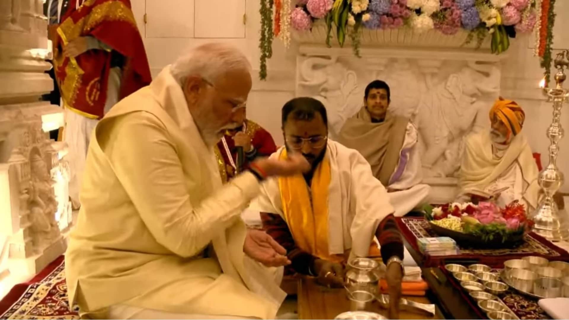 Ayodhya ram Temple: PM Narendra Modi in Pran Pratishtha Samaroh in Ayodhya.