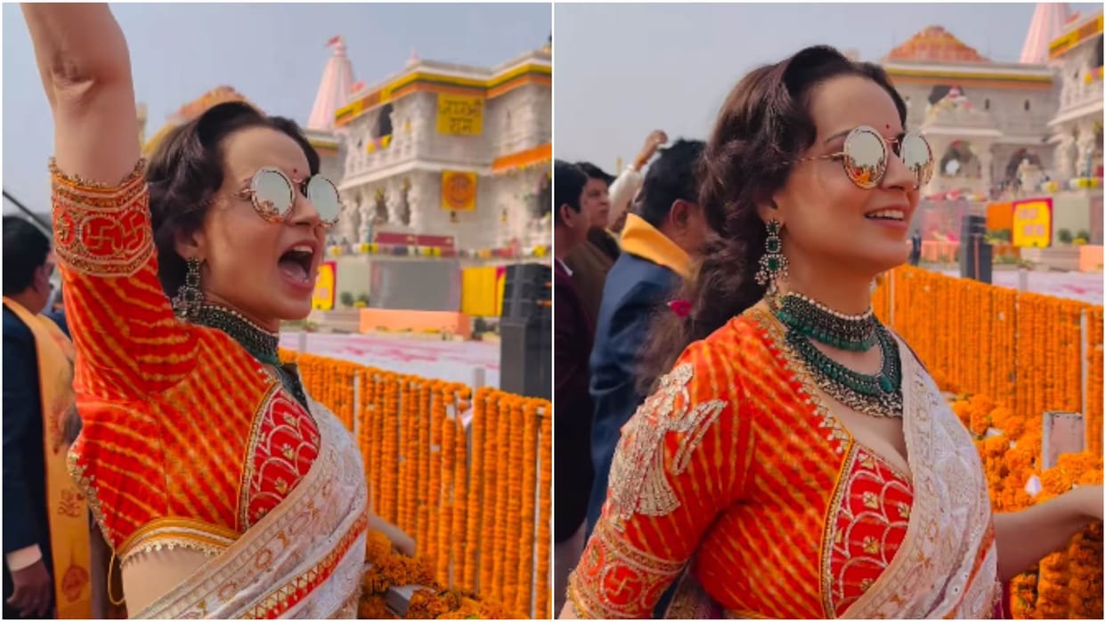 Kangana Ranaut Shares video from Ayodhya Pran Pratishtha ceremony actress raised slogans jai shree ram