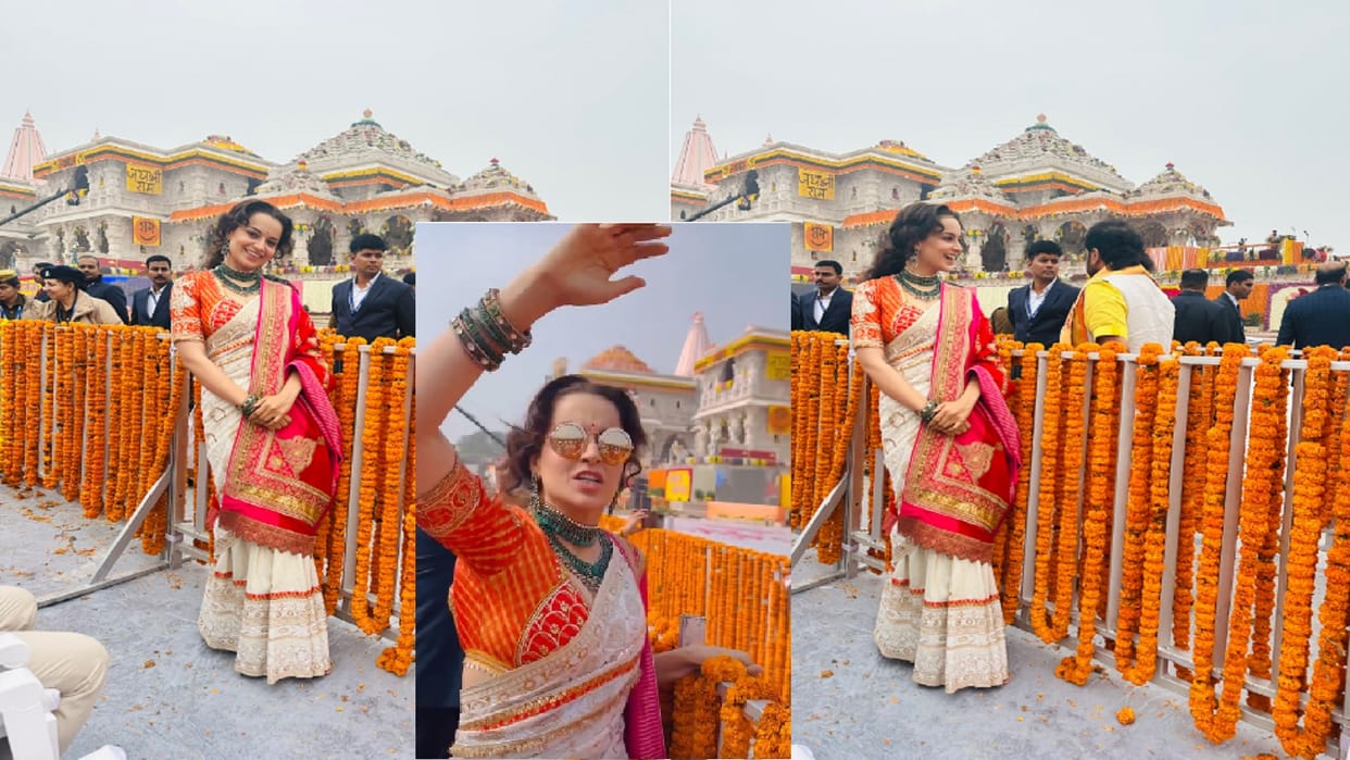 Actress Kangana Ranaut was seen in happy mood in Ayodhya Ram temple