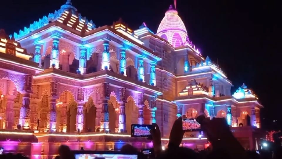 Ayodhya Ram Mandir Inauguration Updates: Decoration in Ram Temple Illuminated With Flowers And Colorful Lights