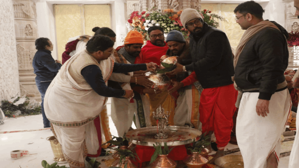 Ayodhya Ram Mandir New Photos Glimpses from puja rituals at Ayodhya Ram Temple Pran Pratishtha ceremony