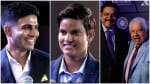 शुभमन गिल, दीप्ति शर्मा, रवि शास्त्री और फारूक इंजीनियर।