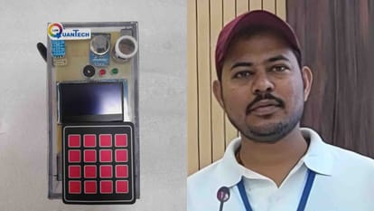 आईआईटी छात्र चंद्रभान और उसकी बनाई डिवाइस।