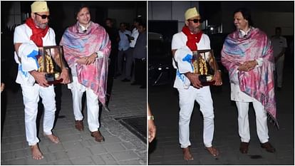 Ram Mandir Jackie Shroff brings Lord Ram idol from Ayodhya he returned barefoot pose with Vivek Oberoi