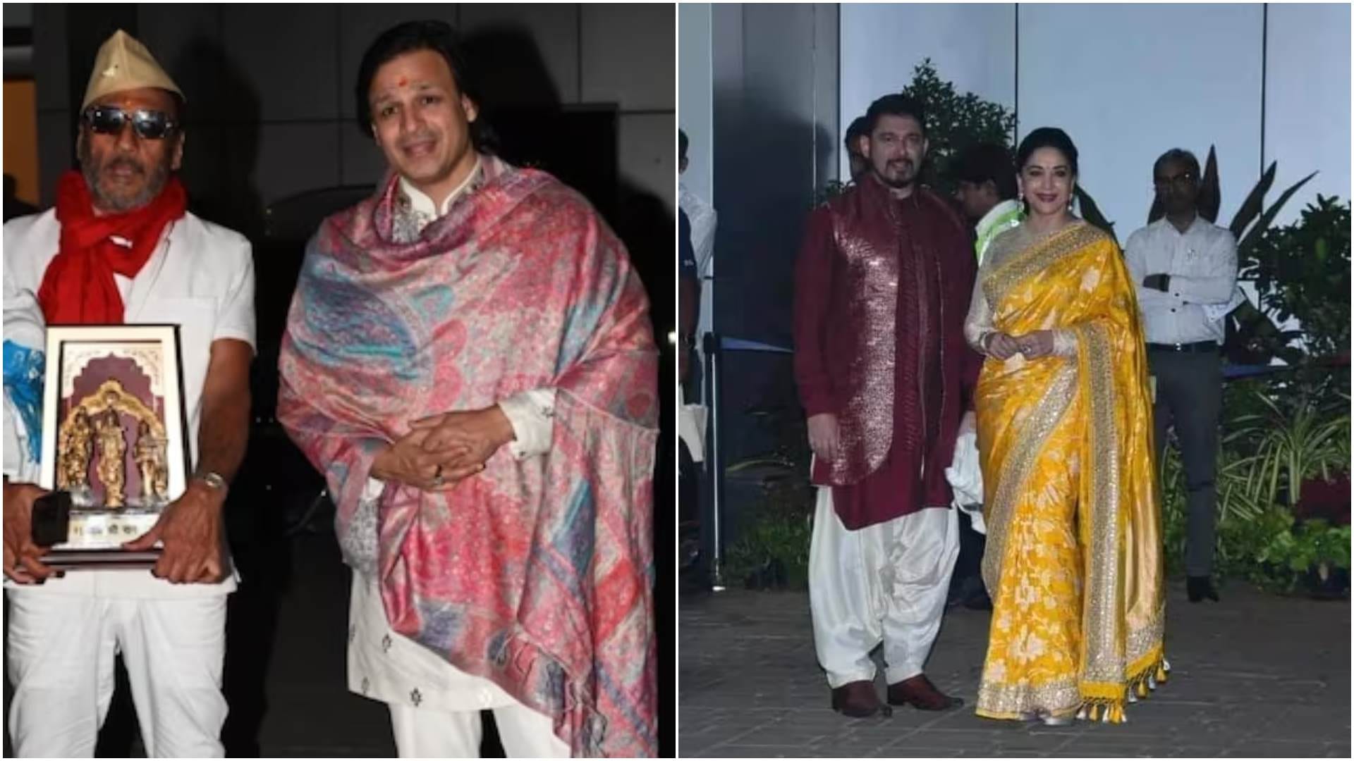 Ranbir kapoor puts his arm around vicky kaushal as they pose at Ayodhya Ram Mandir with other bollywood celebs