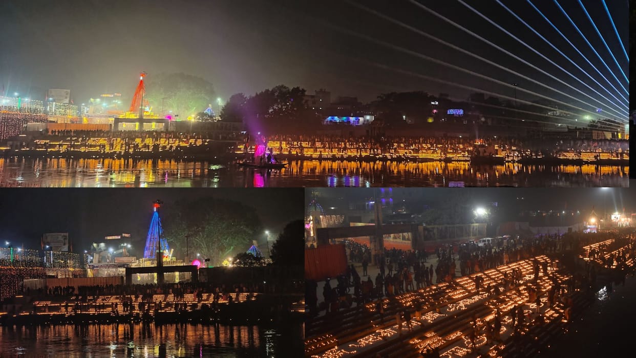Ram Mandir Pran Pratistha ceremony Celebration in Jaunpur by lighting 1.5 lakh lamps in ghat and temple